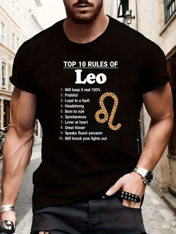 Mens Fashion Black Shirt - Muscular Man Leo Zodiac Rules Black