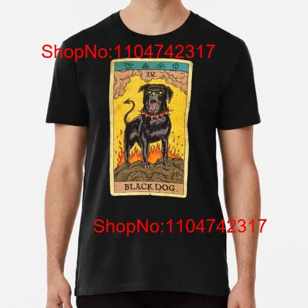 Mens Fashion Black Shirt - Black Dog Tarot Card Premium T