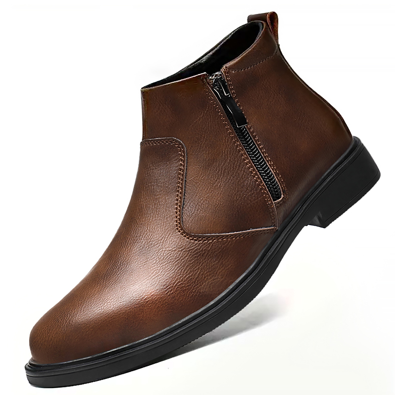 Mens Fashion Zip Up - Autumn and Winter New High-Top Leather