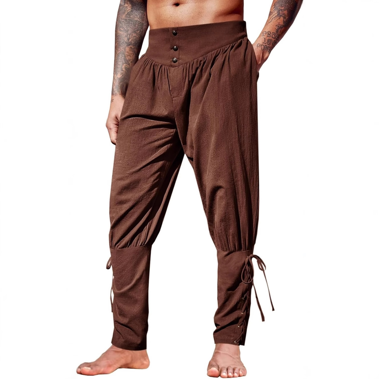 Men'S Fashion Linen Pants - Men's Medieval Linen Ankle Pants Renaissance