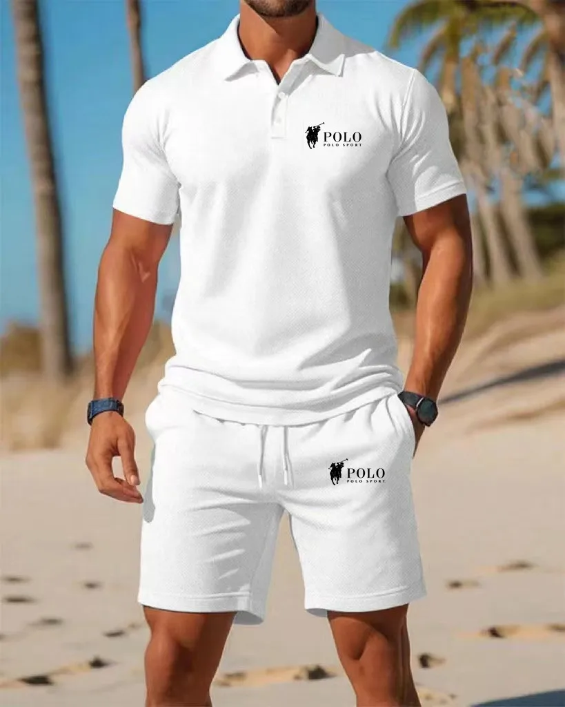 Mens Fashion Zip Up - Men's Polo Shirt Set Summer Quick