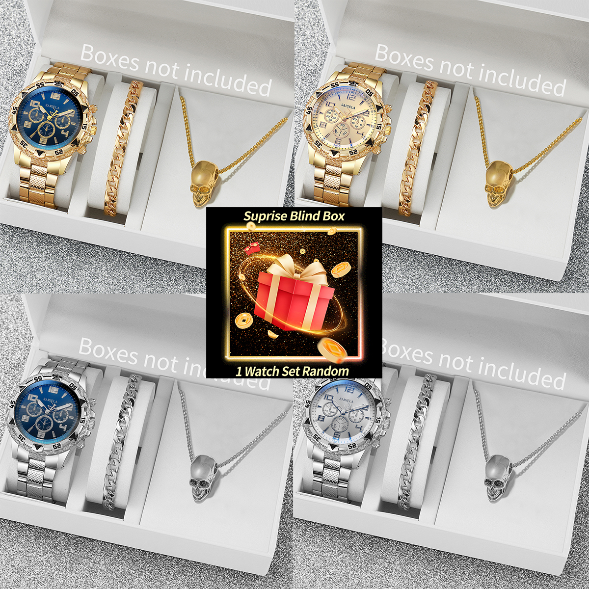 Men'S Fashion Box - Surprise Mystery Watch Set Blind Box-3PCS/Set