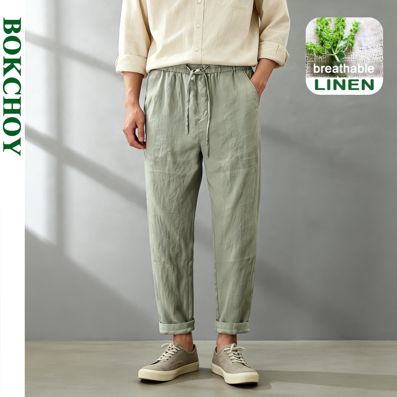 Men'S Fashion Linen Pants - 2026 Spring Summer New Thin Breathable