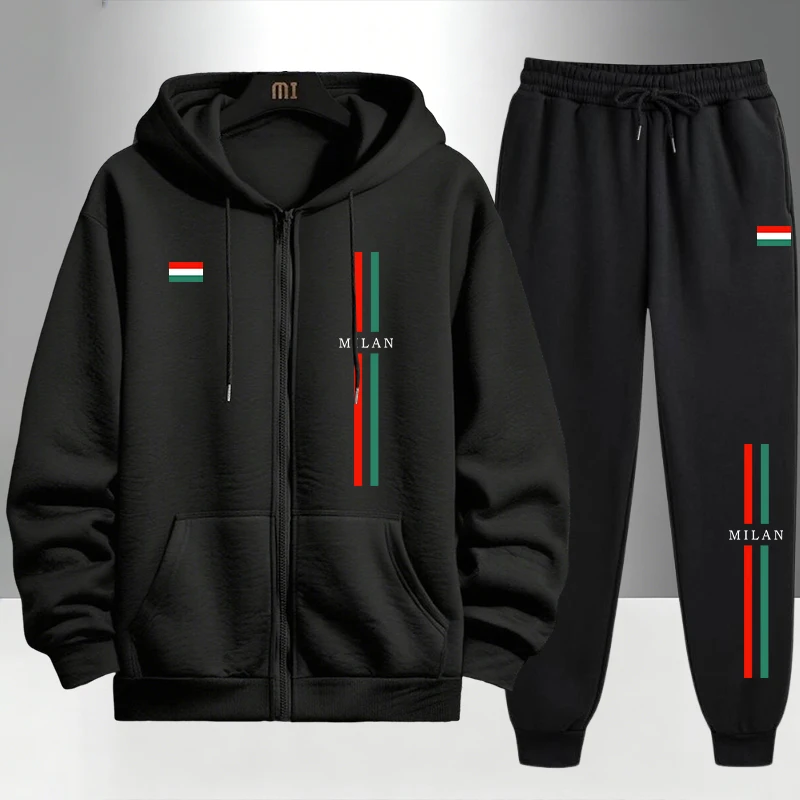 Mens Fashion Zip Up - 2026 Italy Printed Men's Set Zipper