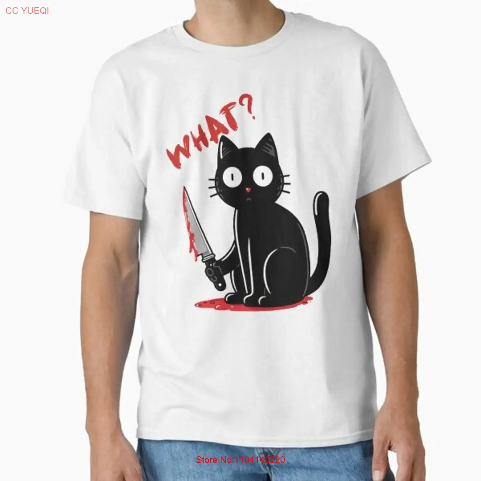 Mens Fashion Black Shirt - Black Cat What Classic T Shirt