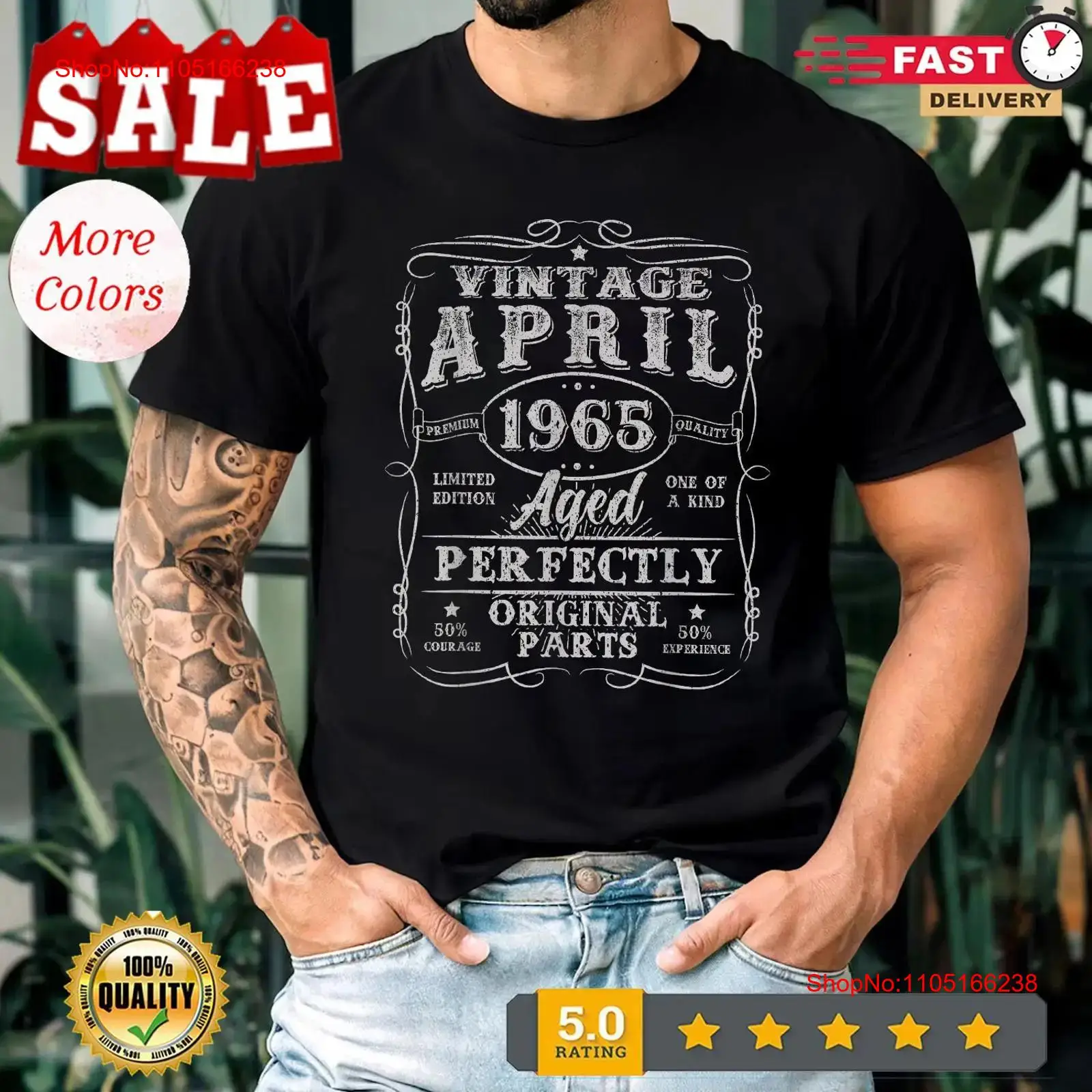 Men'S Fashion For 60 Year Old - April 1965 Birthday T Shirt Vintage