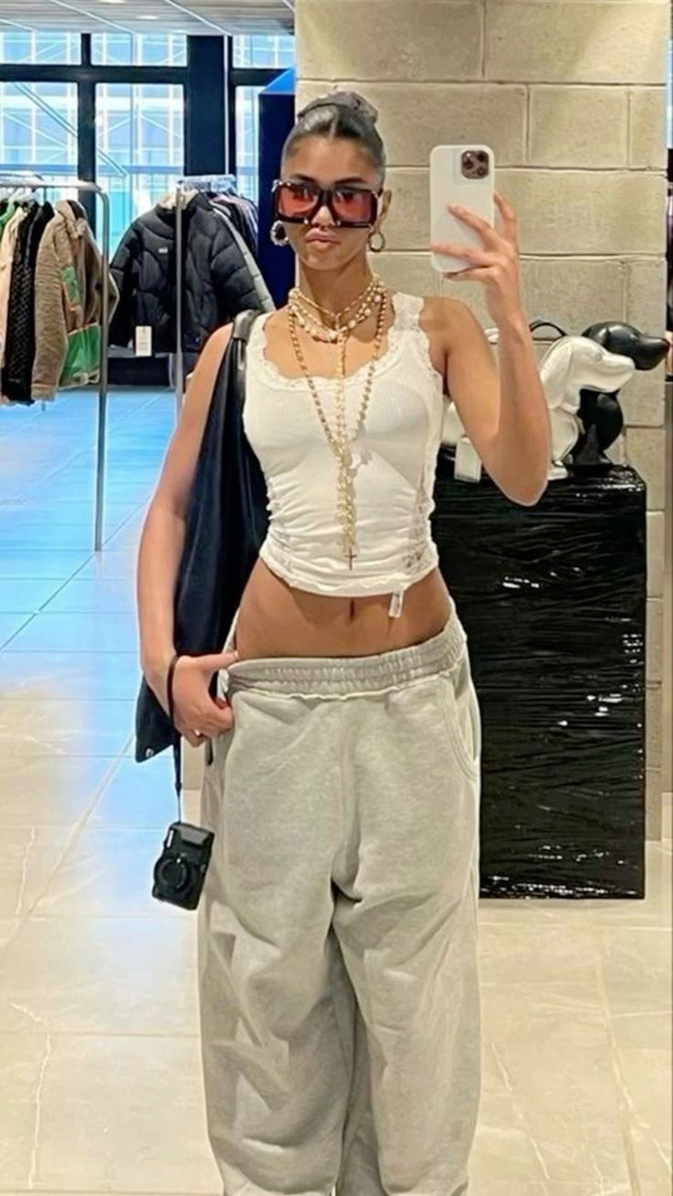 Men'S Fashion For 60 Year Old - American Baggy Women Gray Sweatpants Oversized