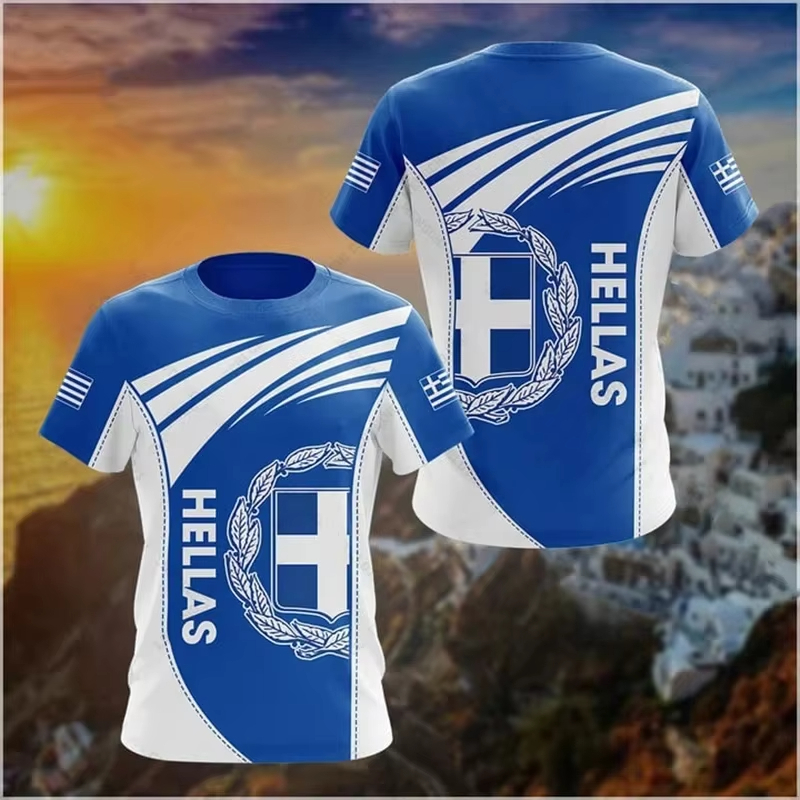 Greece Flag Map 3d Printed T S - Men'S Fashion Greece ulasan dan harga