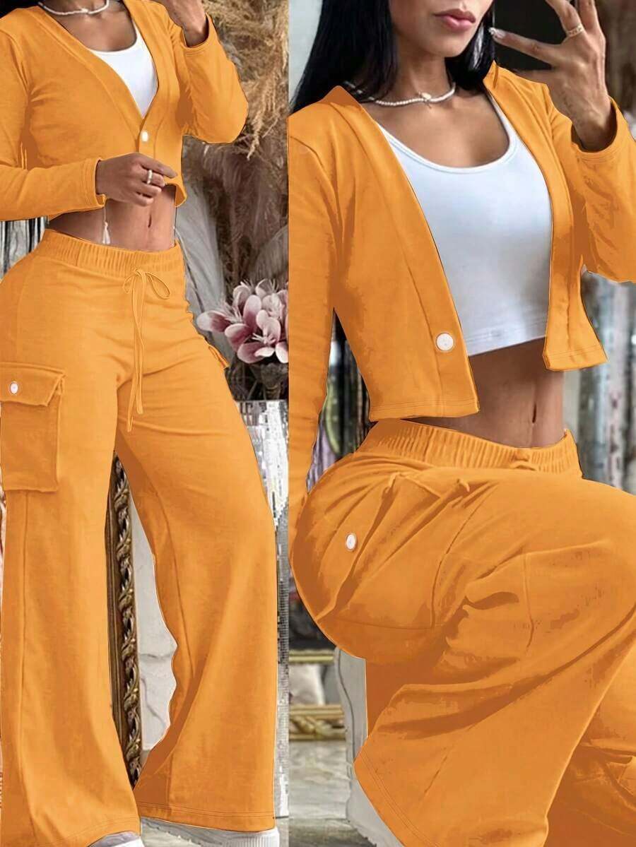 Womens Orange 2 Piece Set: Cro - Knitted Cardigan Men ulasan dan harga