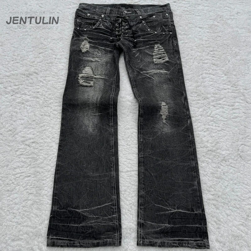 Y2K Retro Jeans Damaged Washed - Men'S Fashion Jeans And Boots ulasan dan harga