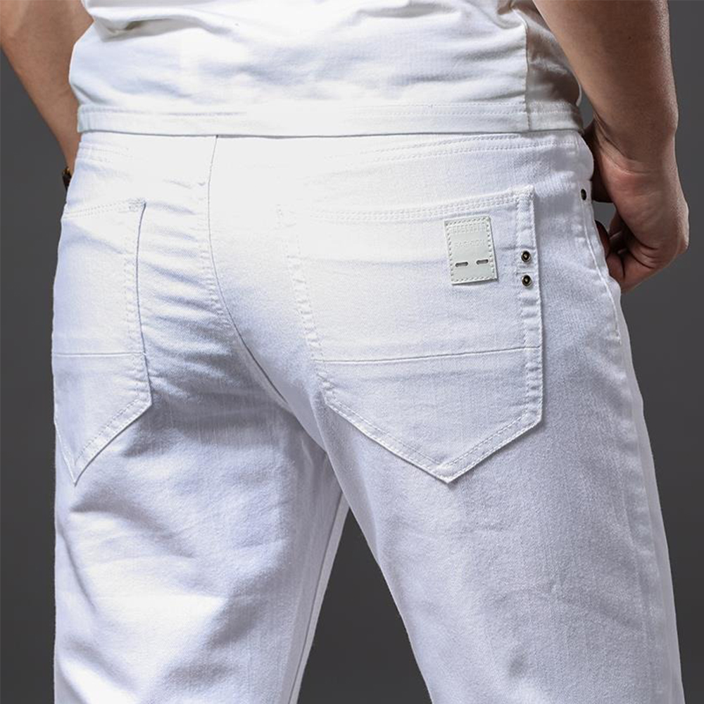 Men White Jeans Elasticity Str - Men'S Fashion For 60 Year Old ulasan dan harga