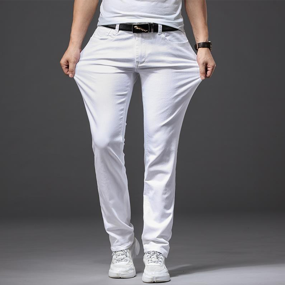 Men White Jeans Elasticity Str - Men'S Fashion For 60 Year Old ulasan dan harga