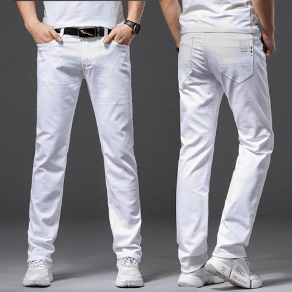 Men White Jeans Elasticity Str - Men'S Fashion For 60 Year Old ulasan dan harga