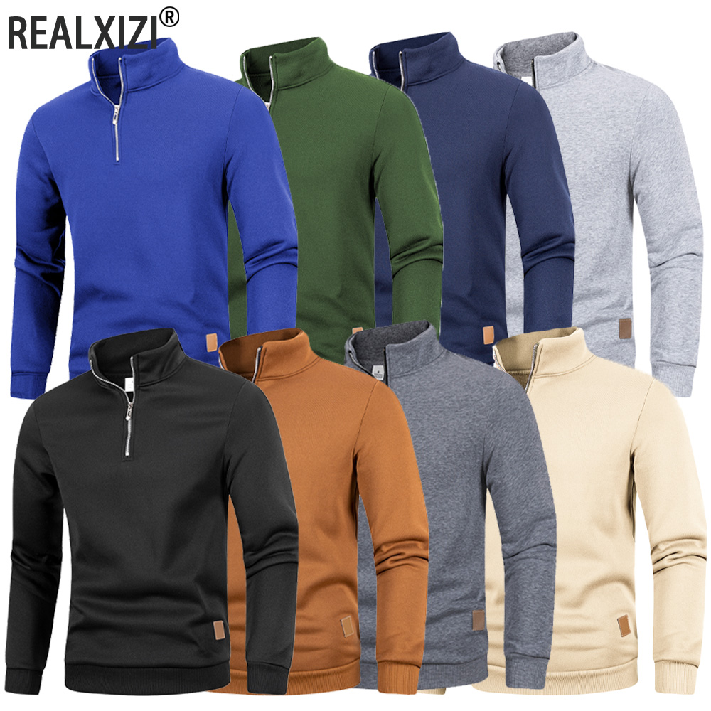Autumn Men's Half Zipper Stand - Knitted Cardigan Men ulasan dan harga