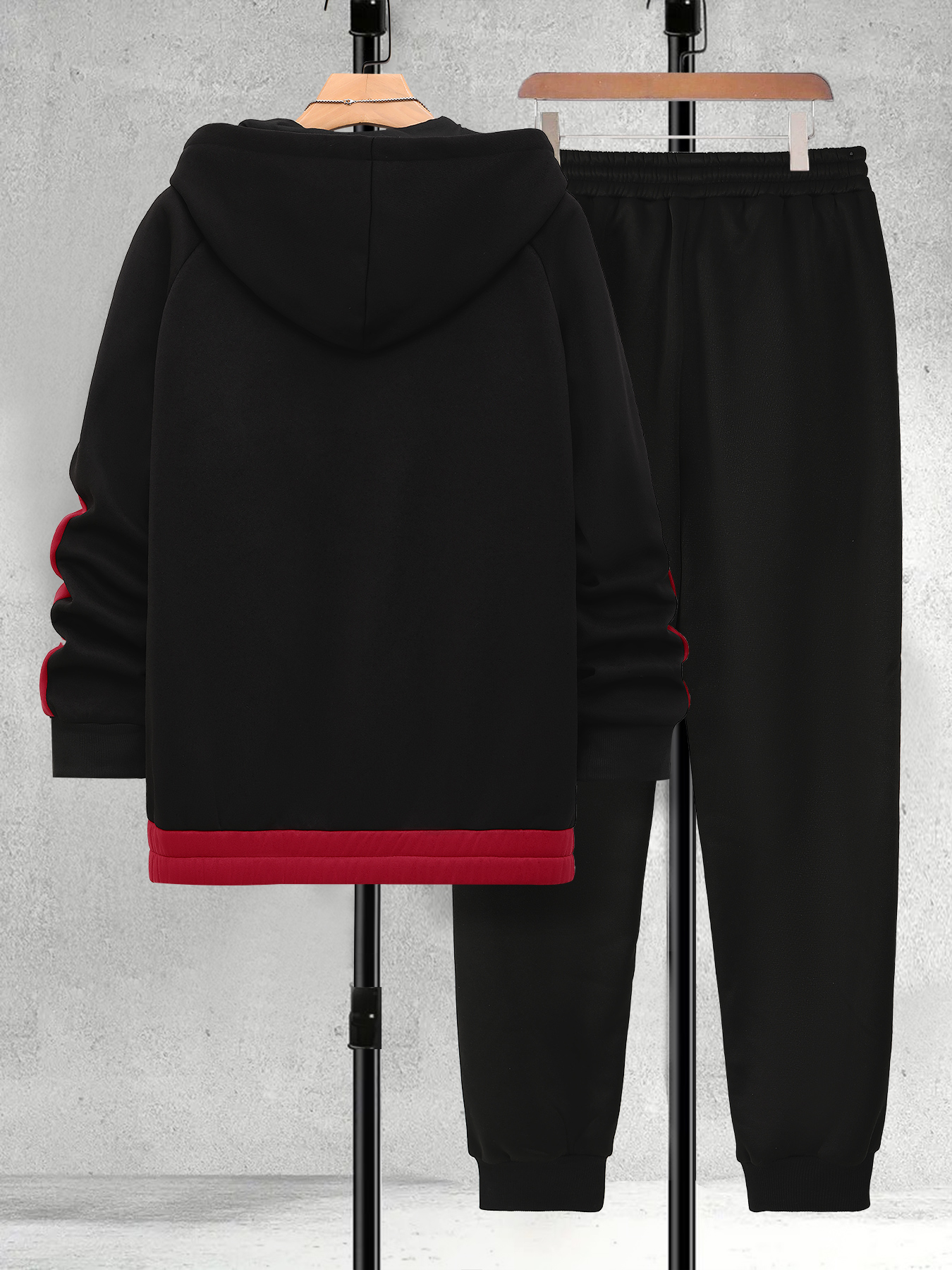 Men's Plus Size Black & Red Co - Mens Fashion Zip Up ulasan dan harga