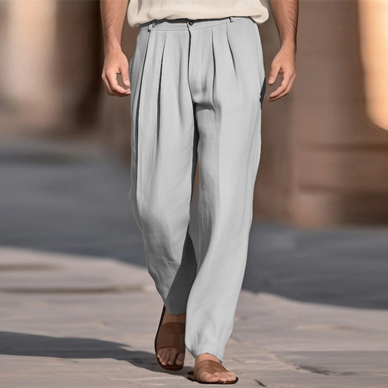 Casual Breathable Solid Color  - Men'S Fashion Linen Pants ulasan dan harga