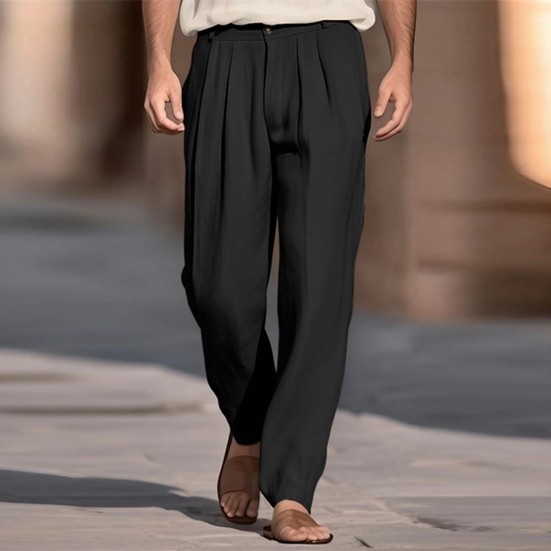 Casual Breathable Solid Color  - Men'S Fashion Linen Pants ulasan dan harga