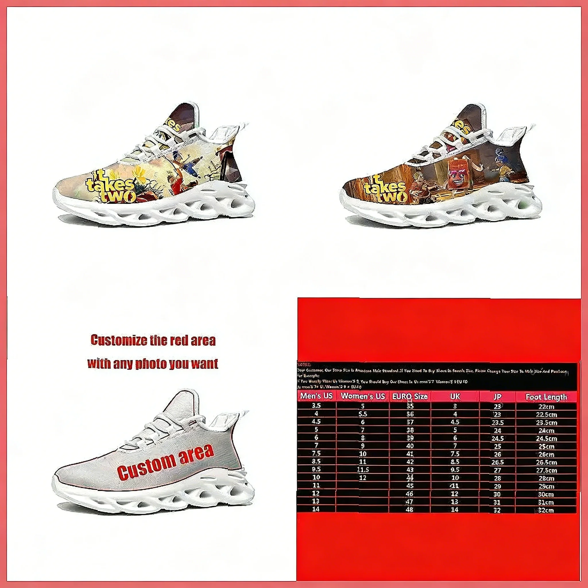 Custom It Takes Two Sneakers,  - Men'S Fashion Running Shoes ulasan dan harga