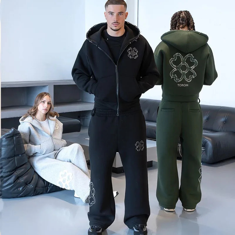 Spring Autumn Oversized 4 Leaf - Mens Fashion Zip Up ulasan dan harga