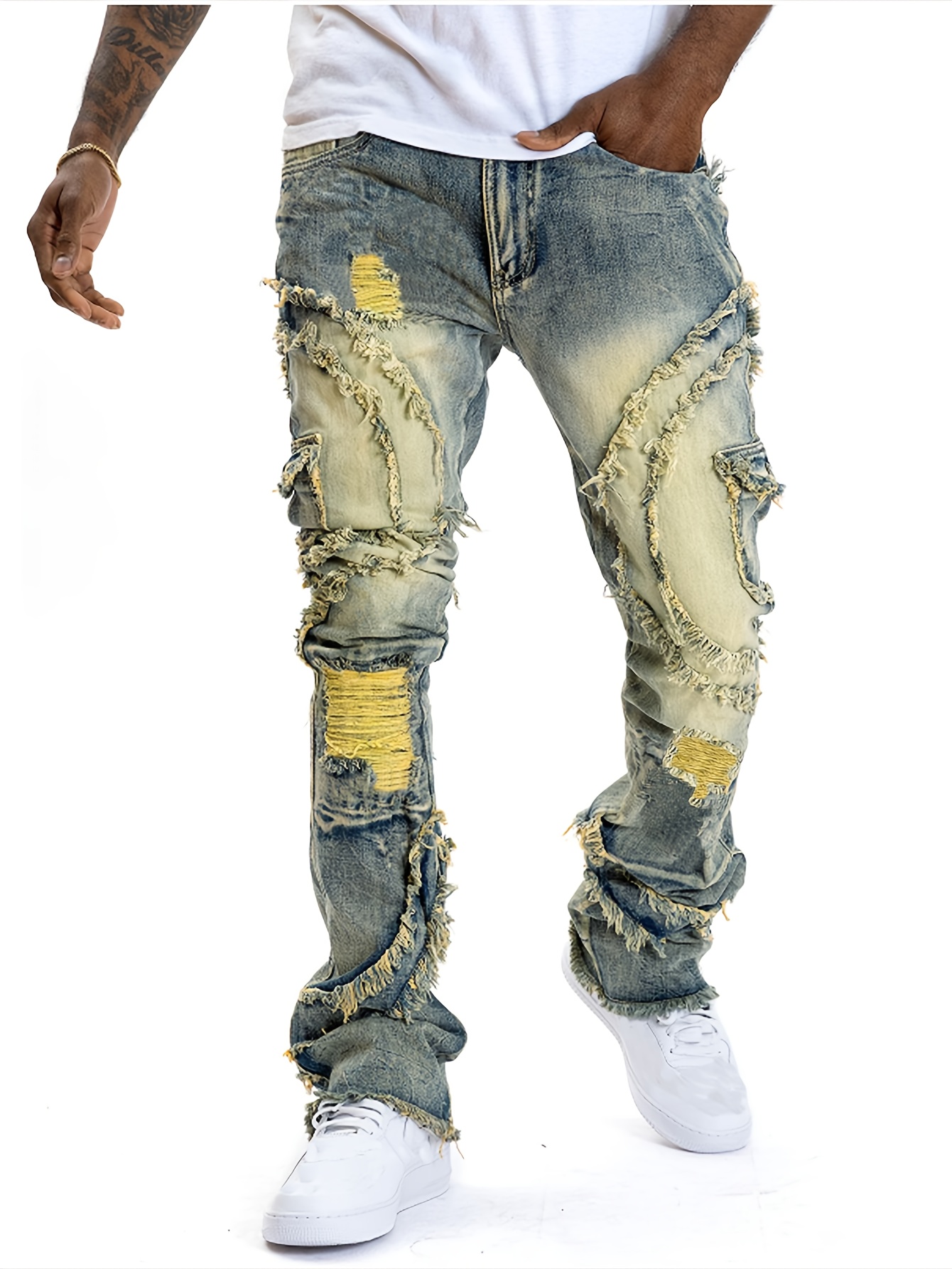 European and American men's ri - Men'S Fashion Jeans And Boots ulasan dan harga