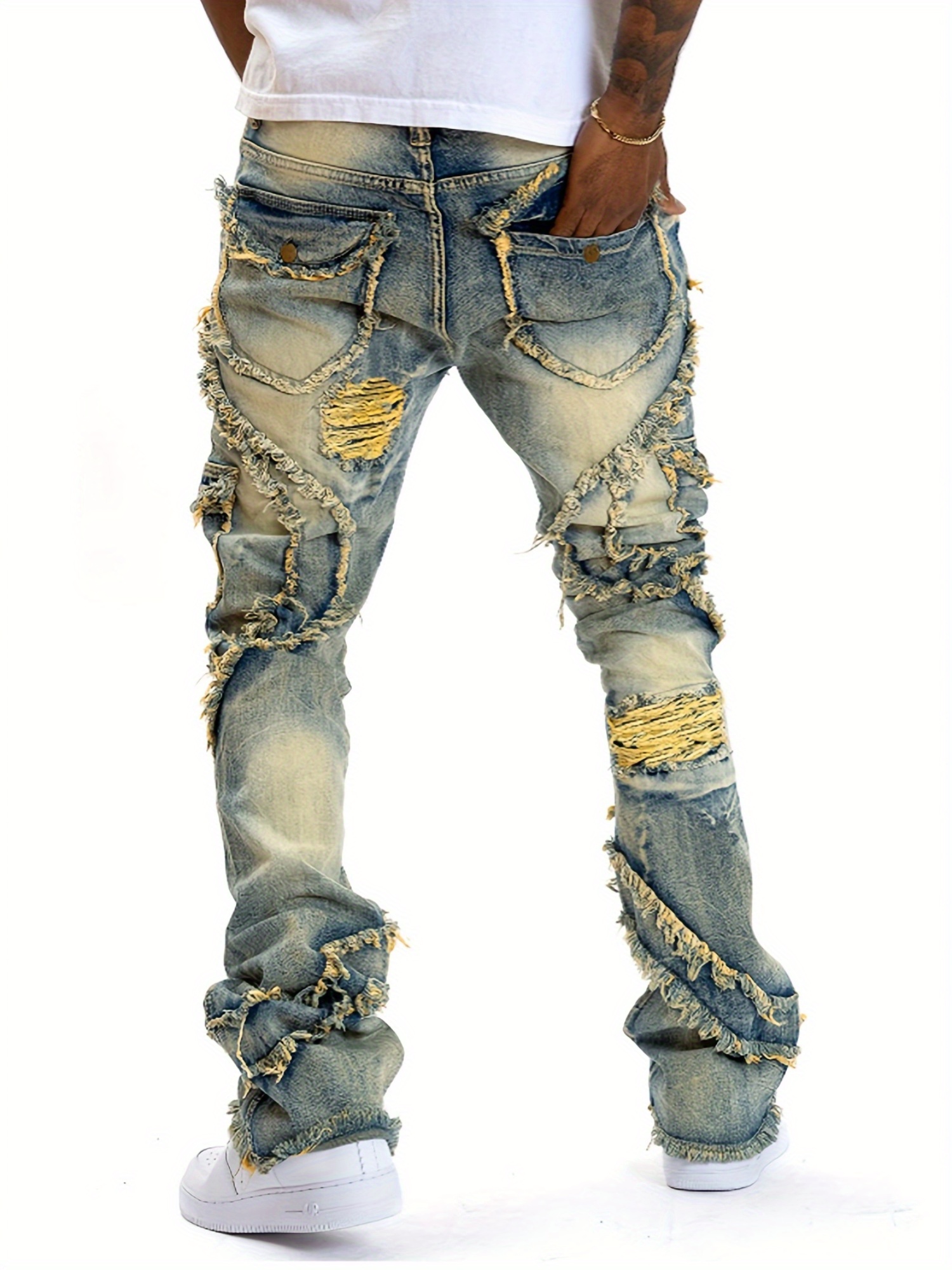European and American men's ri - Men'S Fashion Jeans And Boots ulasan dan harga