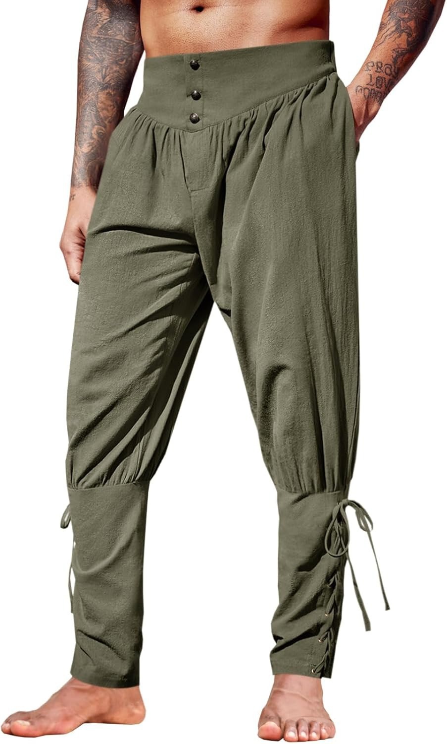 Men's Medieval Linen Ankle Pan - Men'S Fashion Linen Pants ulasan dan harga