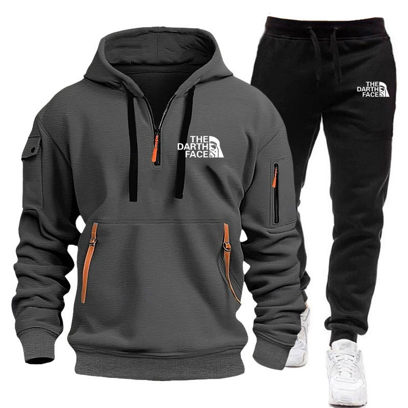 Men's hooded sports shirt set  - Mens Fashion Zip Up ulasan dan harga