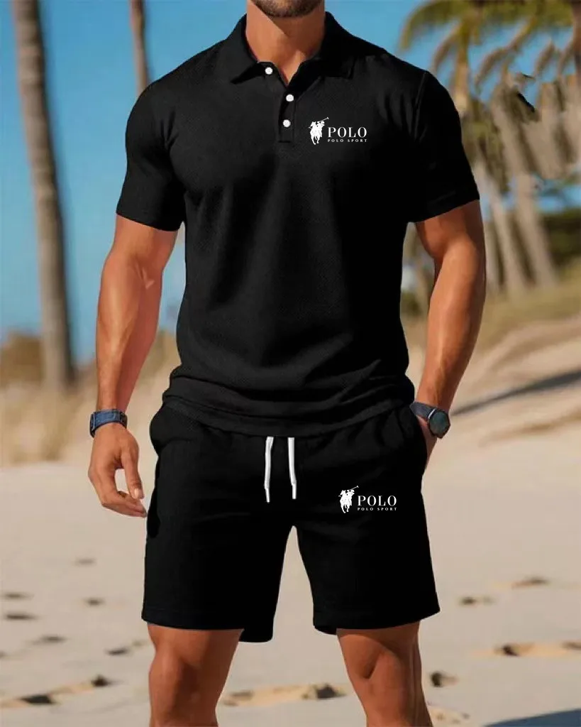 Men's Polo Shirt Set Summer Qu - Mens Fashion Zip Up ulasan dan harga