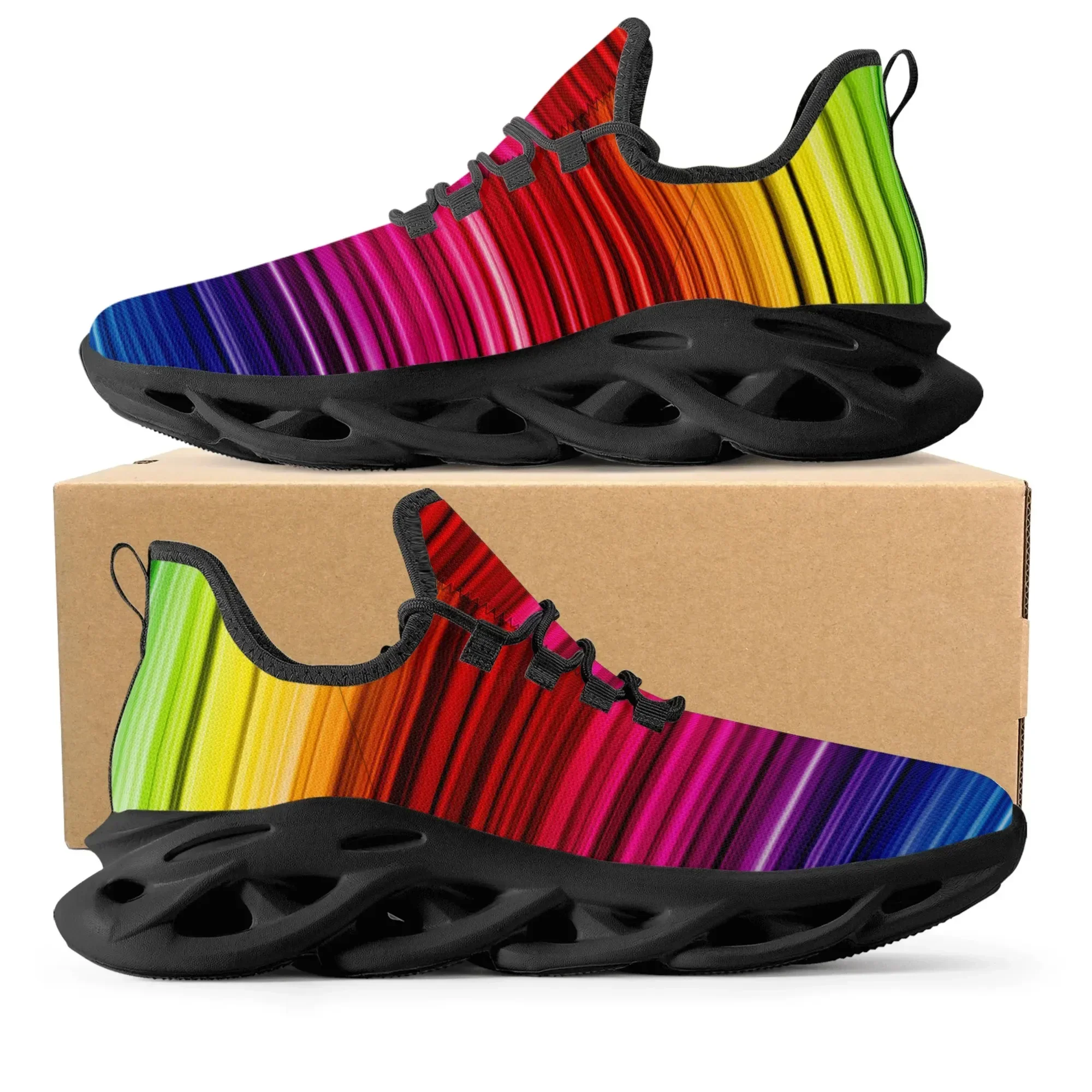 Colorful Rainbow Design Fashio - Men'S Fashion Running Shoes ulasan dan harga
