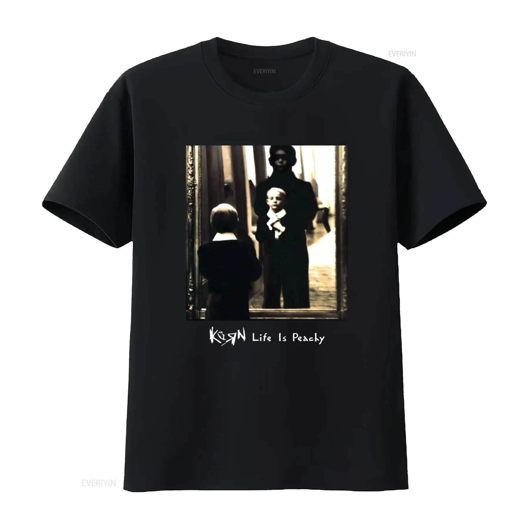 Korn Life Is Peachy Retro Prin - Mens Fashion Black Shirt ulasan dan harga