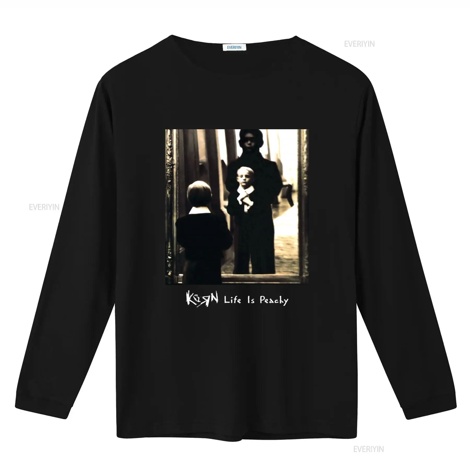 Korn Life Is Peachy Retro Prin - Mens Fashion Black Shirt ulasan dan harga