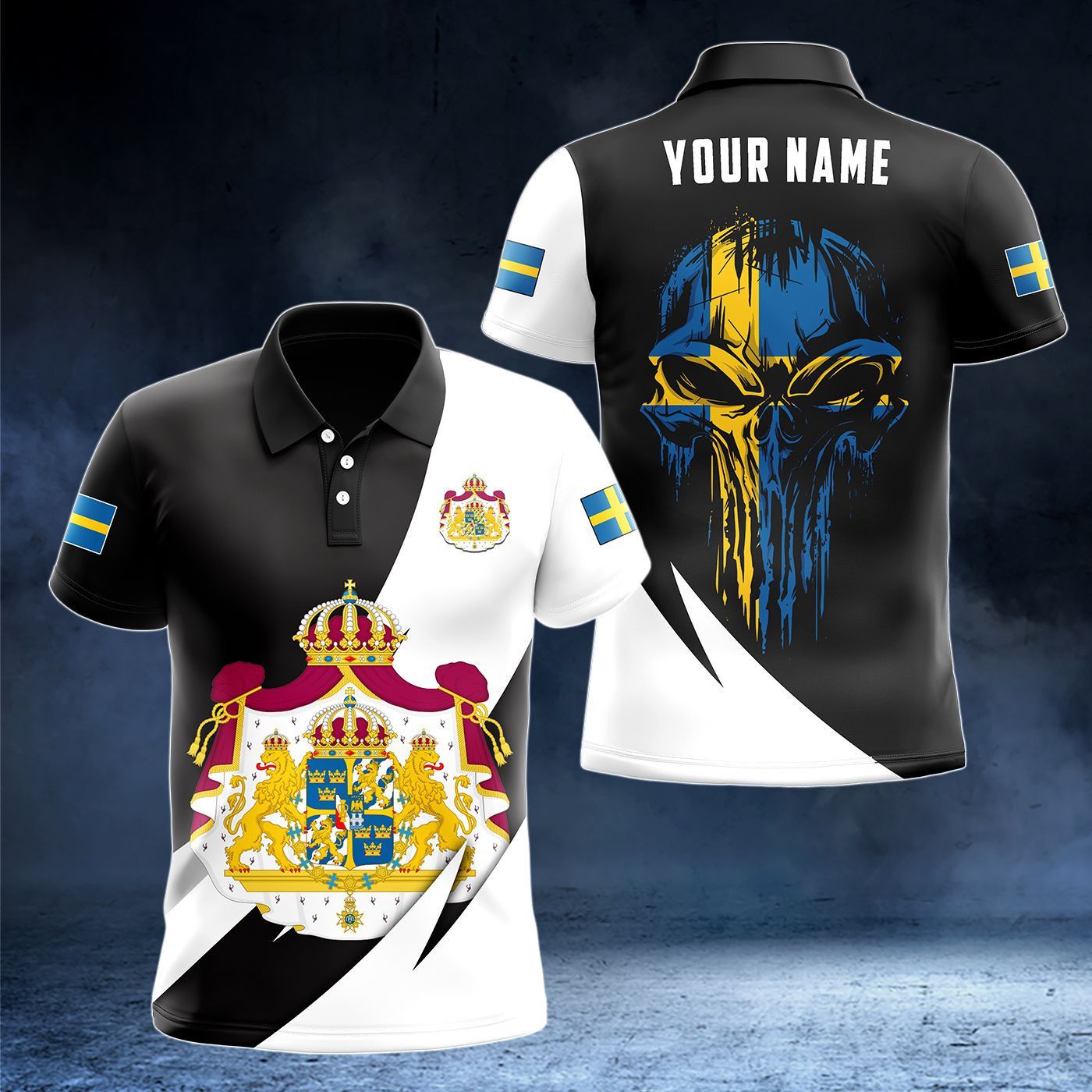 Custom Name Sweden Flag Skull  - Men'S Fashion Names ulasan dan harga