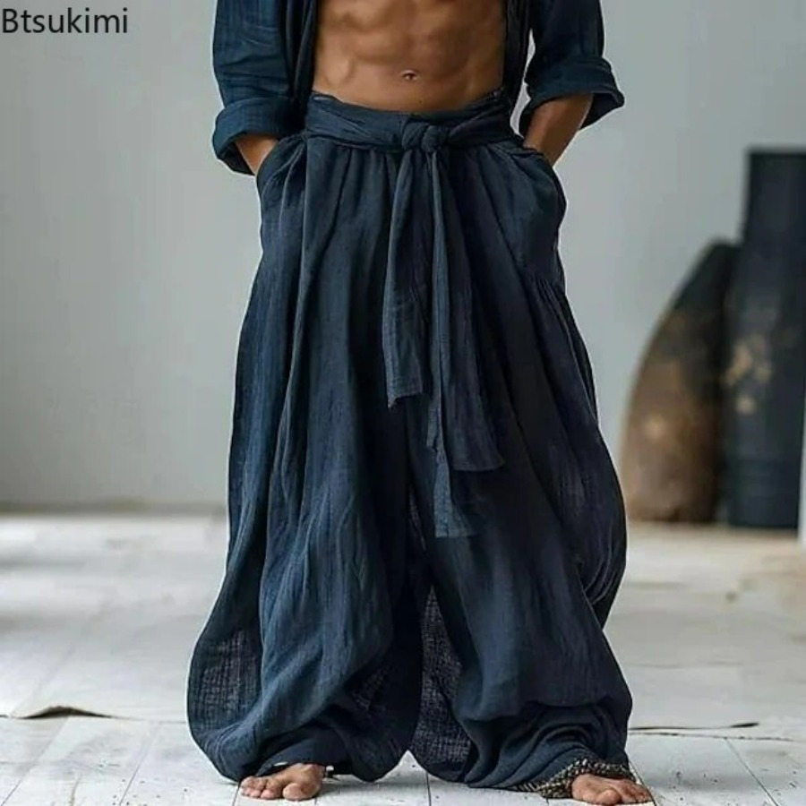 Men's Classic Style Cotton Lin - Men'S Fashion Linen Pants ulasan dan harga