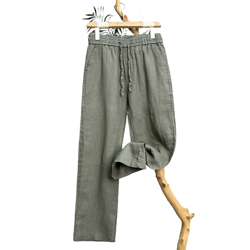 Linen Natural Pure Skin Breath - Men'S Fashion Linen Pants ulasan dan harga